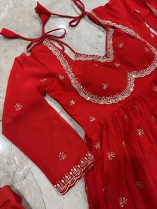Stunning Red Embroidered Anarkali Gown