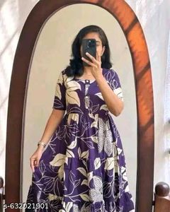 Purple Floral Print KurtaXXL