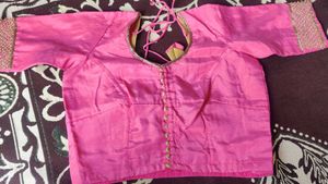 Pink Embellished Saree Blouse
