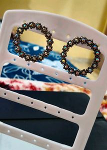 Elegant Circular Rhinestone Earrings