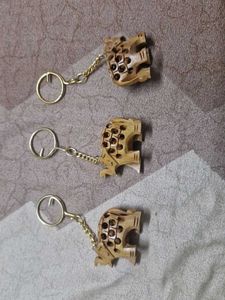 Wooden Elephant Keychains (Set of 3)