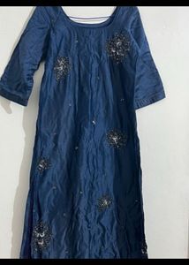 Elegant Navy Blue Embroidered Kurta