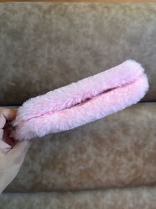 Cute Travel Pouch - Pink Faux Fur