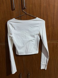 White Long Sleeve Crop Top