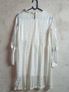 Stylish White Lace Midi Dress Layered