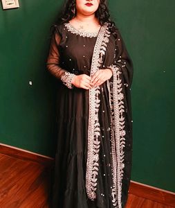 Black Gown With Dupatta And Pant