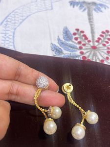 Elegant Pearl &amp; Crystal Dangle Set