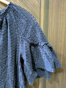 Navy Blue Lace Top