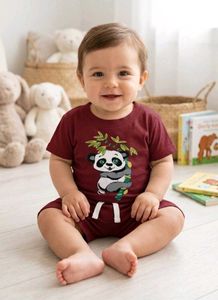 Cute Panda T-shirt & Shorts Set