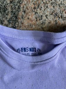 Cute Lavender Top &amp; Striped Pants Set
