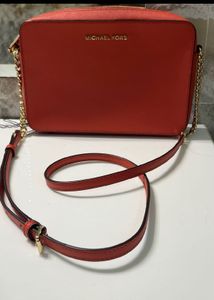 Authentic Michael Kors coral Leather Crossbody Bag