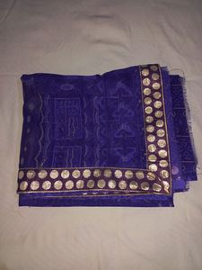 Purple Color Printed Saree With Lace