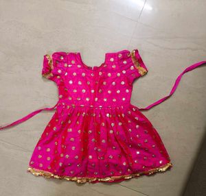 Kids Pink Sequined Frock