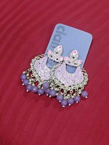Pretty Lavender Jhumka Earrings
