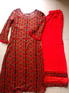 Printed Kurta Set with Palazzo &amp; Dupatta