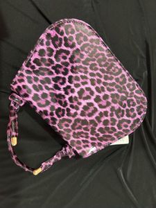 Purple Glossy Leopard Print Shoulder Bag