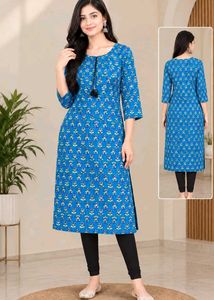 Blue Printed Kurta for Women