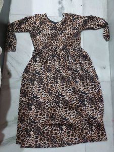 Leopard Print Long Sleeve Maxi Dress