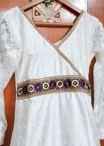 Ethnic Chikankari embroidery silk anarkali kurta