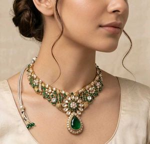 Emerald Elegance Kundan Necklace
