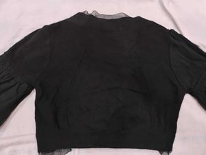 Chic Black Sheer Sleeve Bolero (crop shrug)