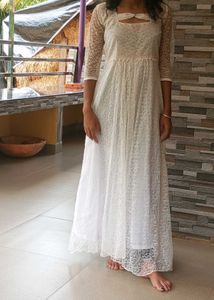 Elegant White Lace Maxi Dress