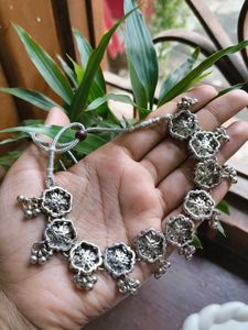 Yellow Floral Oxidized Necklace Set