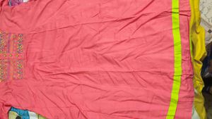 Pink Kurta with Embroidered Yoke