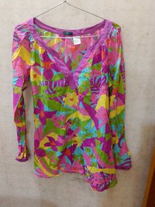 Vibrant Floral Print Long Sleeve Tunic Top