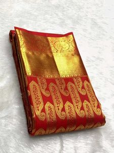 Vibrant Red & Gold Silk Saree
