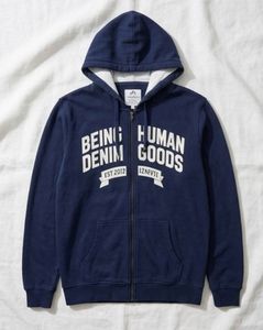 Unisex Navy Blue Zip-Up Hoodie