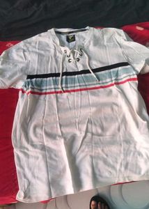 Men's Striped Lace-Up T-Shirt