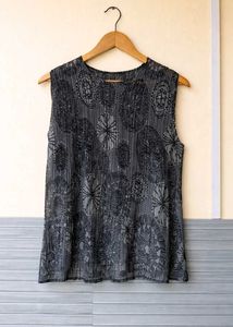 Pleated Graphic Print Sleeveless Top (Women)