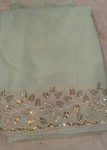 Elegant Light Green Embroidered Saree