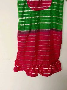 Green &amp; Pink Striped Kurta