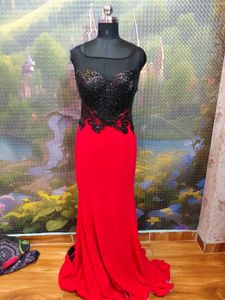 Stunning Red &amp; Black Embellished Gown