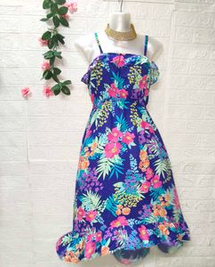 Vibrant Floral Ruffle Dress Size M-L Fix price