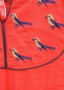 Red  Embroidered Kurti
