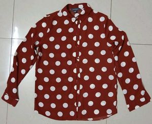 Polka Dot Button-Up Shirt