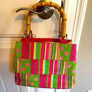 M&M Polka Dot Bamboo Handle Clutch