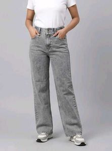 Grey Wide Leg Jeans