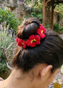 Handmade Crochet Flower Scrunchie