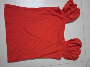 Vibrant Orange Puff Sleeve Top