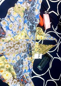 Zara Floral Print Mini Dress With Tag