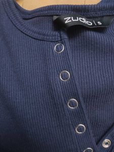 Navy Blue Henleys Top ZUDIO