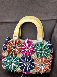 Colorful Woven Top-Handle Bag
