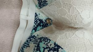 Stylish White &amp; Blue Snake Print Bra