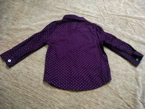 Purple Polka Dot Button-Up Shirt