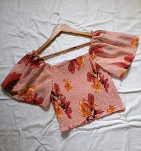 Floral Smocked Square Neck Top