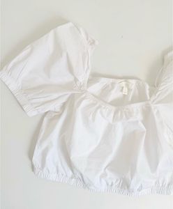 Chic White Puff Sleeve Square Neck Top